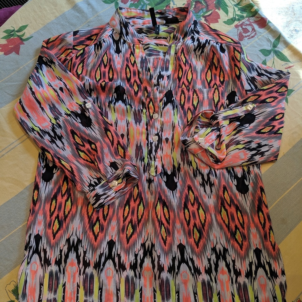 Live 4 Truth Boho Sheer Aztec Tribal Print Tunic